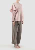 Pink Alana blouse with asymmetric long sleeves