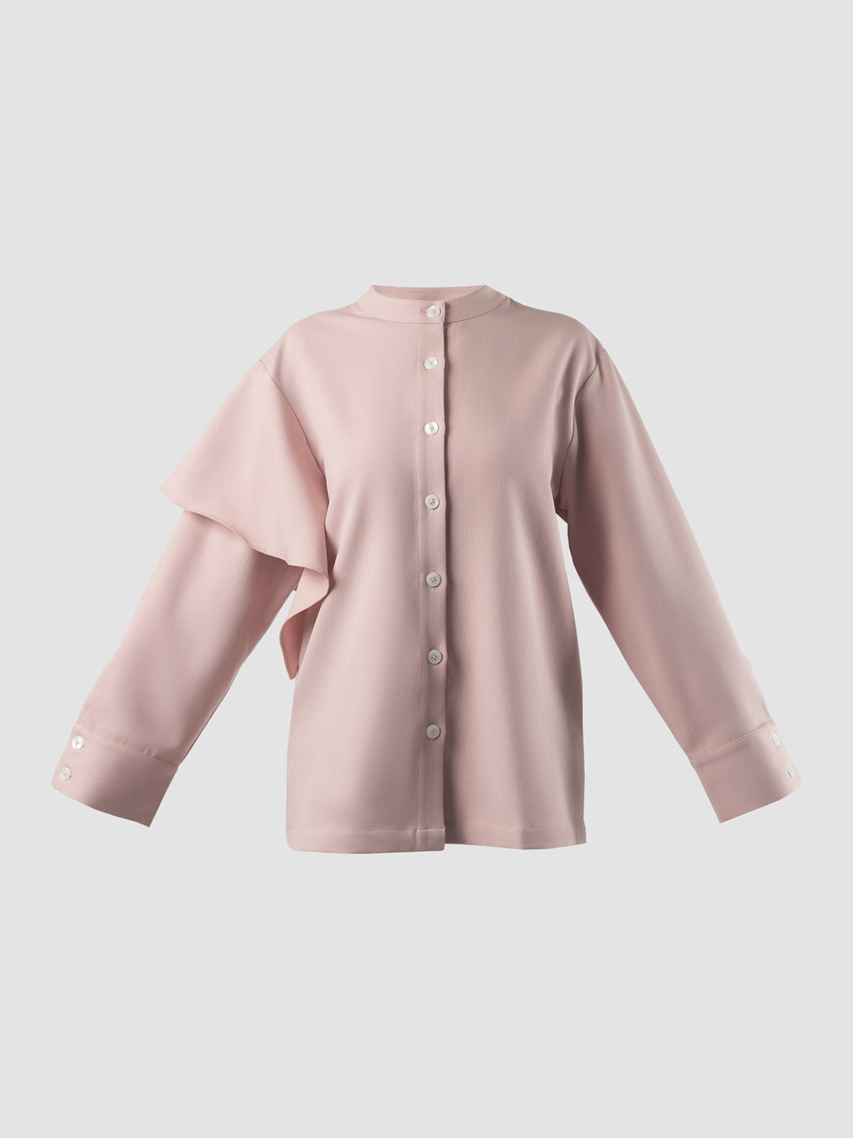 Pink Alana blouse with asymmetric long sleeves