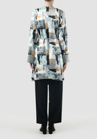 Cloud mist blue Fen outerwear with abstract prints