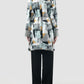 Cloud mist blue Fen outerwear with abstract prints