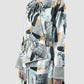 Cloud mist blue Fen outerwear with abstract prints