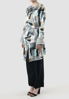 Cloud mist blue Fen outerwear with abstract prints