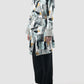 Cloud mist blue Fen outerwear with abstract prints