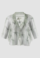 Gorden sheer green cropped shirt with green-silver embroidery