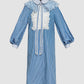 Blue stripes long-sleeved tunic with 3D flowers