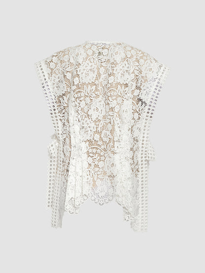 White 3D Flower Vest