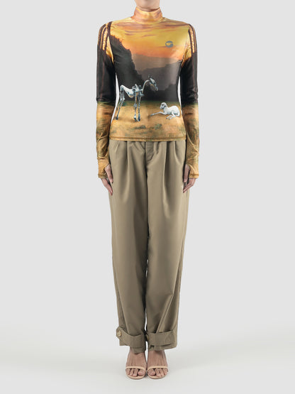 Yellow sunset Dall-E Print High Neck Top