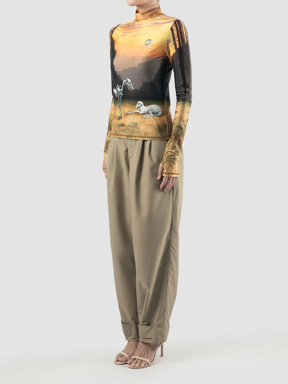 Yellow sunset Dall-E Print High Neck Top