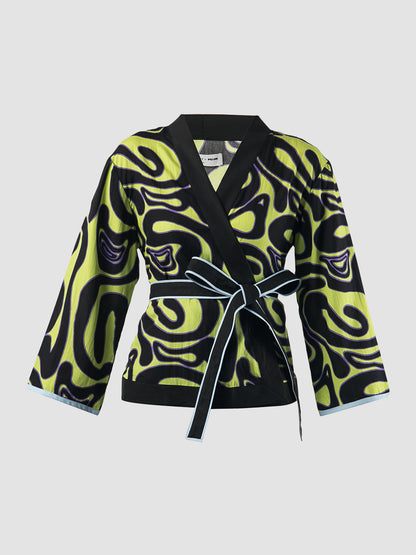 Green Ansel kimono with Swirll pattern