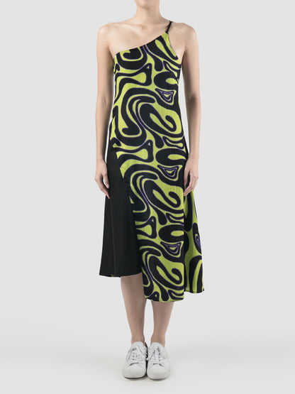 Green Ansel dress with Swirll pattern