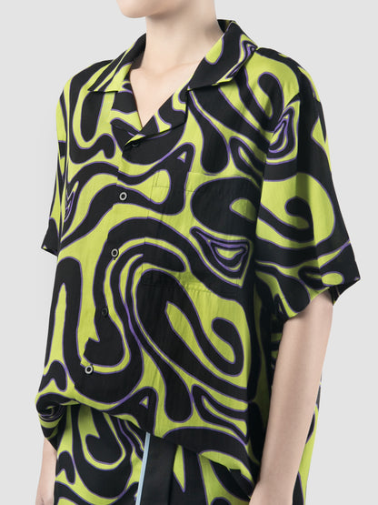 Green Ansel Hawaiian shirt with Swirll pattern