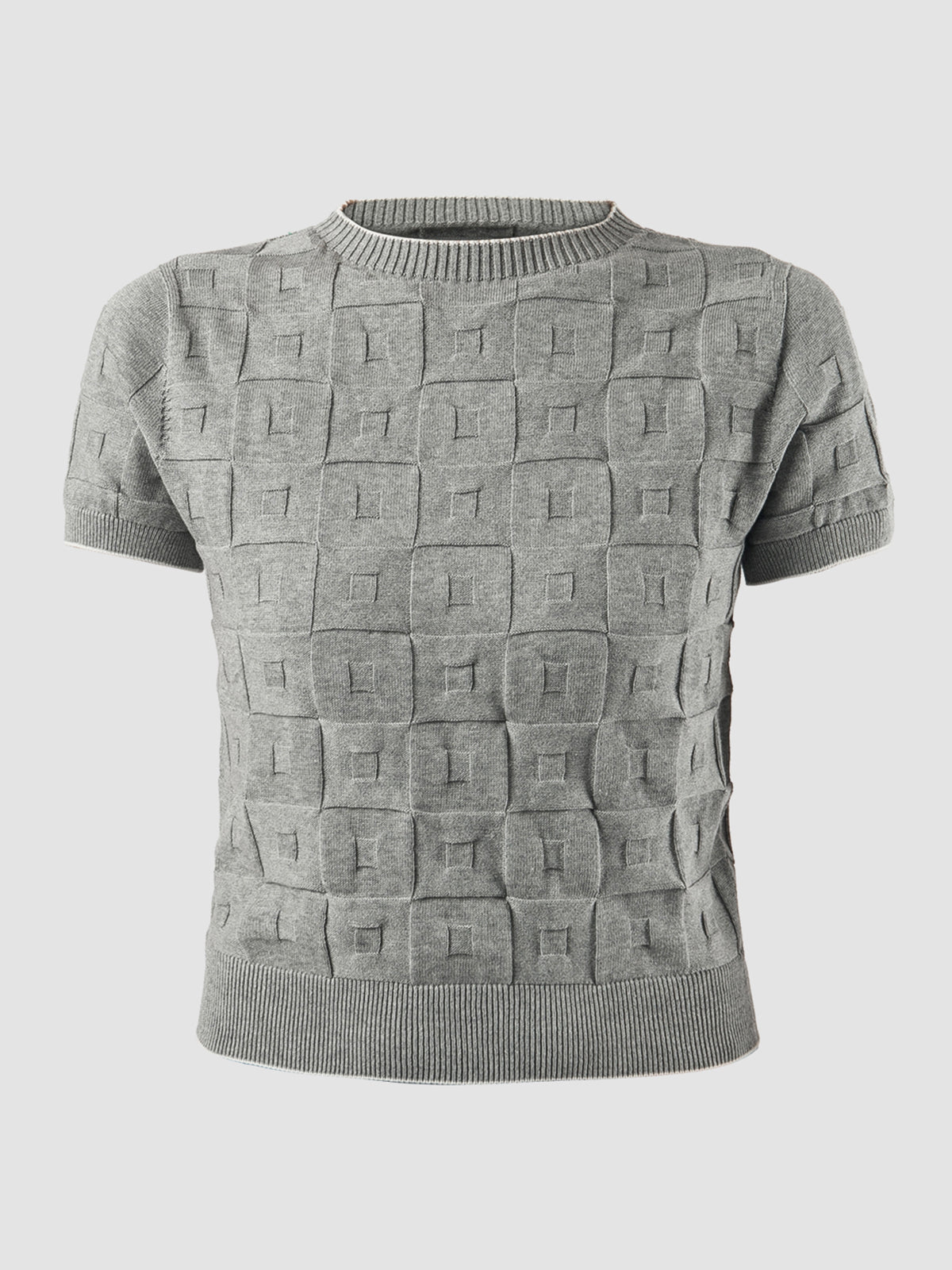 Prim grey short-sleeved knit top