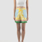 Yellow Edna shorts with swirl pattern