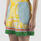 Yellow Edna shorts with swirl pattern