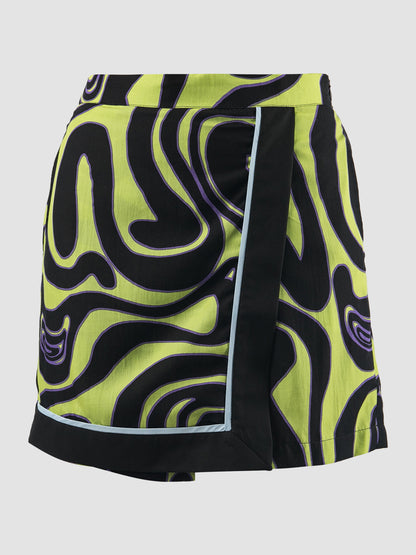 Green Ansel skort with Swirll pattern