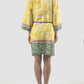 Yellow Althea shirt-dress with swirl pattern