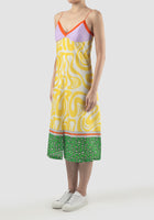 Multicolored Flo midi dress with swirl pattern