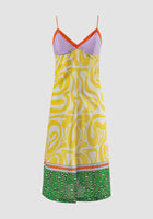 Multicolored Flo midi dress with swirl pattern