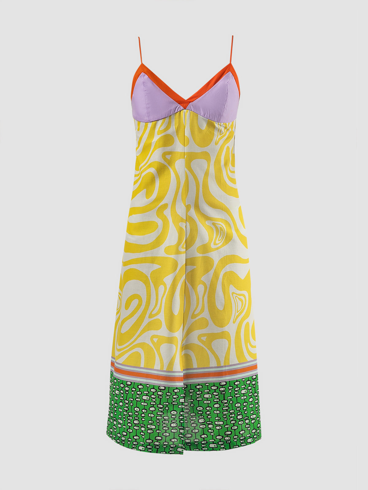 Multicolored Flo midi dress with swirl pattern