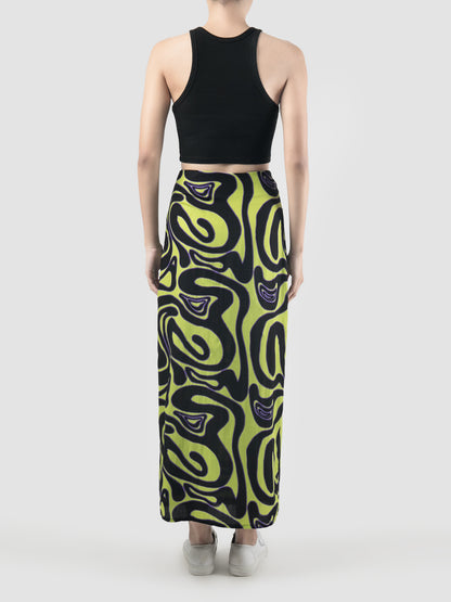 Green Ansel sarong with Swirll pattern