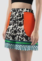 Black-white Edna shorts with doodle pattern