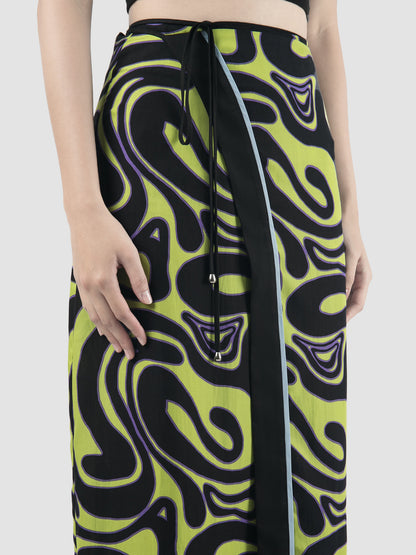 Green Ansel sarong with Swirll pattern