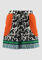 Black-white Edna shorts with doodle pattern