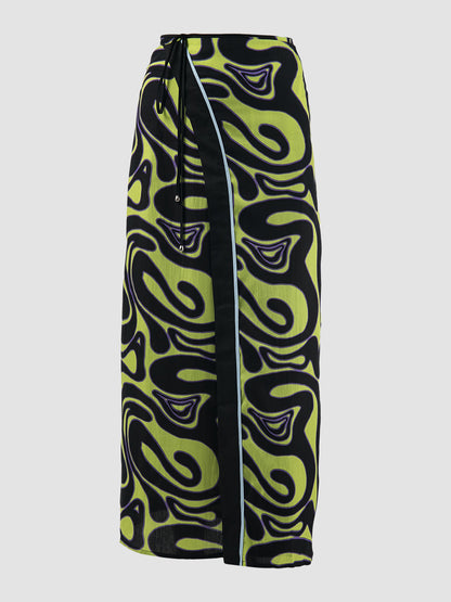 Green Ansel sarong with Swirll pattern