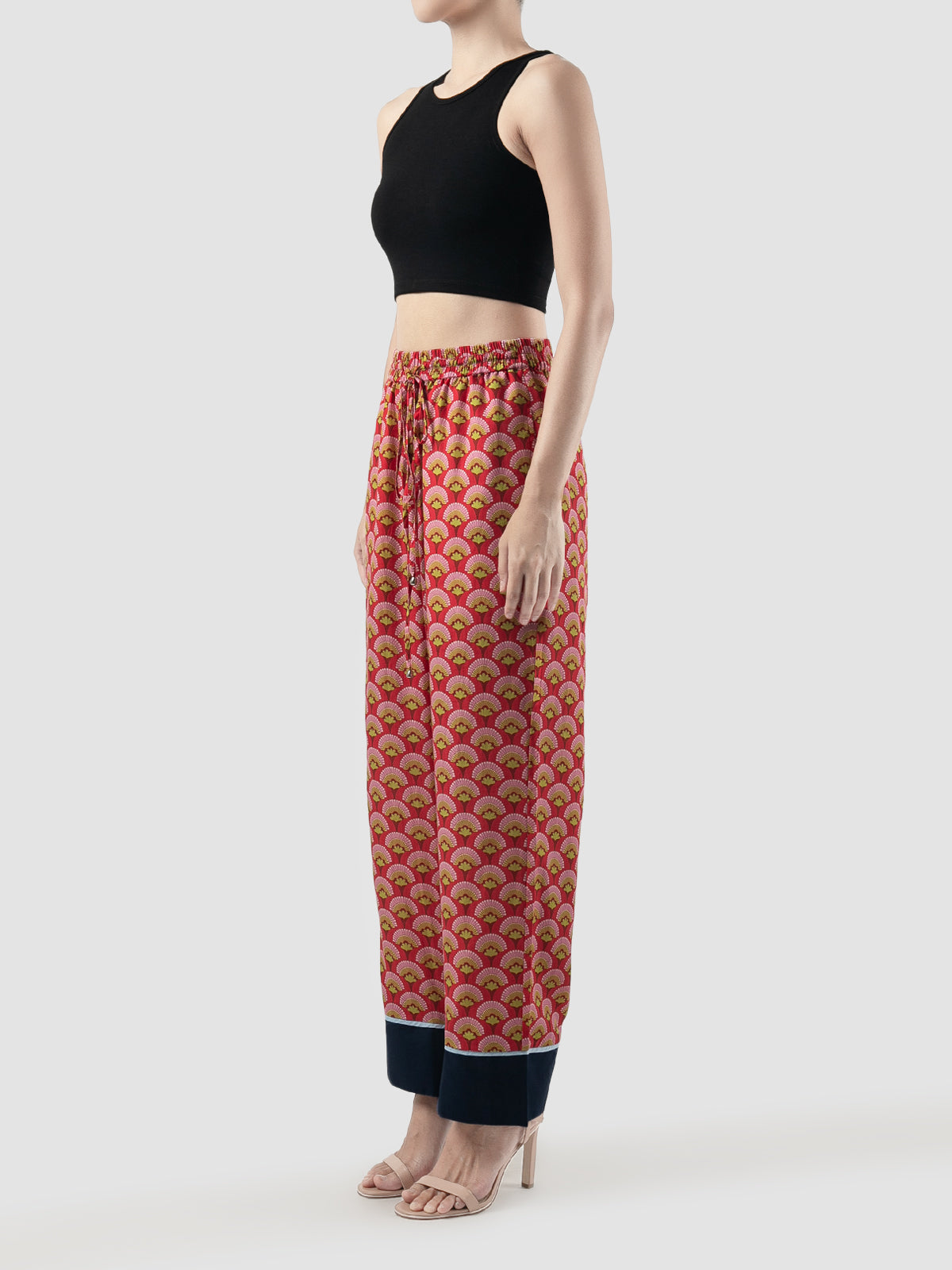 Pink Biva Fan Swan printed long pants