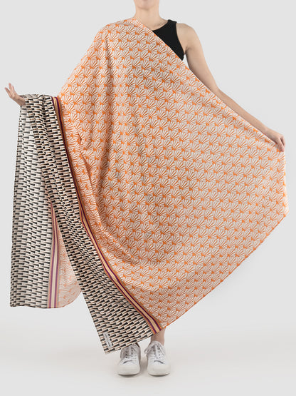 Shell Slash orange and white printed sarong