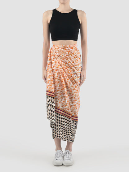 Shell Slash orange and white printed sarong