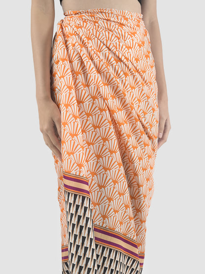 Shell Slash orange and white printed sarong