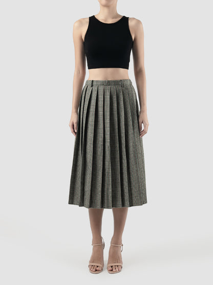 Brown Helve midi pleated skirt