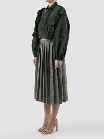 Mehzeen Ulitirarian Crop Jacket In Dark Olive