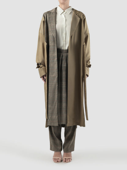 Dark beige Wony pleated oversized coat