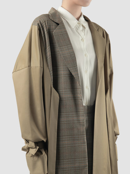 Dark beige Wony pleated oversized coat