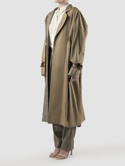 Dark beige Wony pleated oversized coat