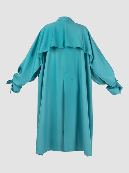 Cilian Oversized Long Outer In Capri Blue