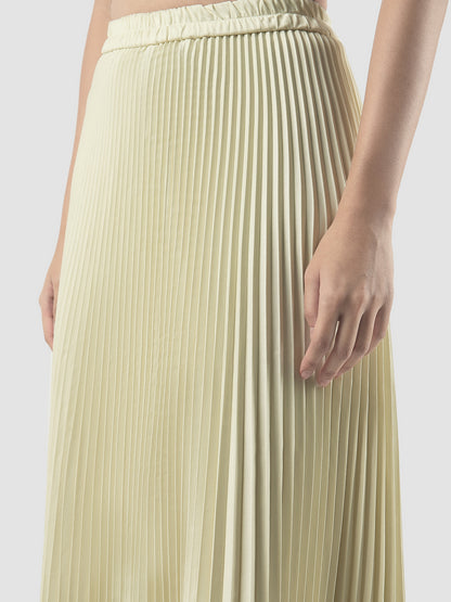 Baby yellow Daline pleated maxi skirt