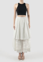 White Yuraa pleated tiered skirt