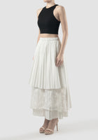 White Yuraa pleated tiered skirt