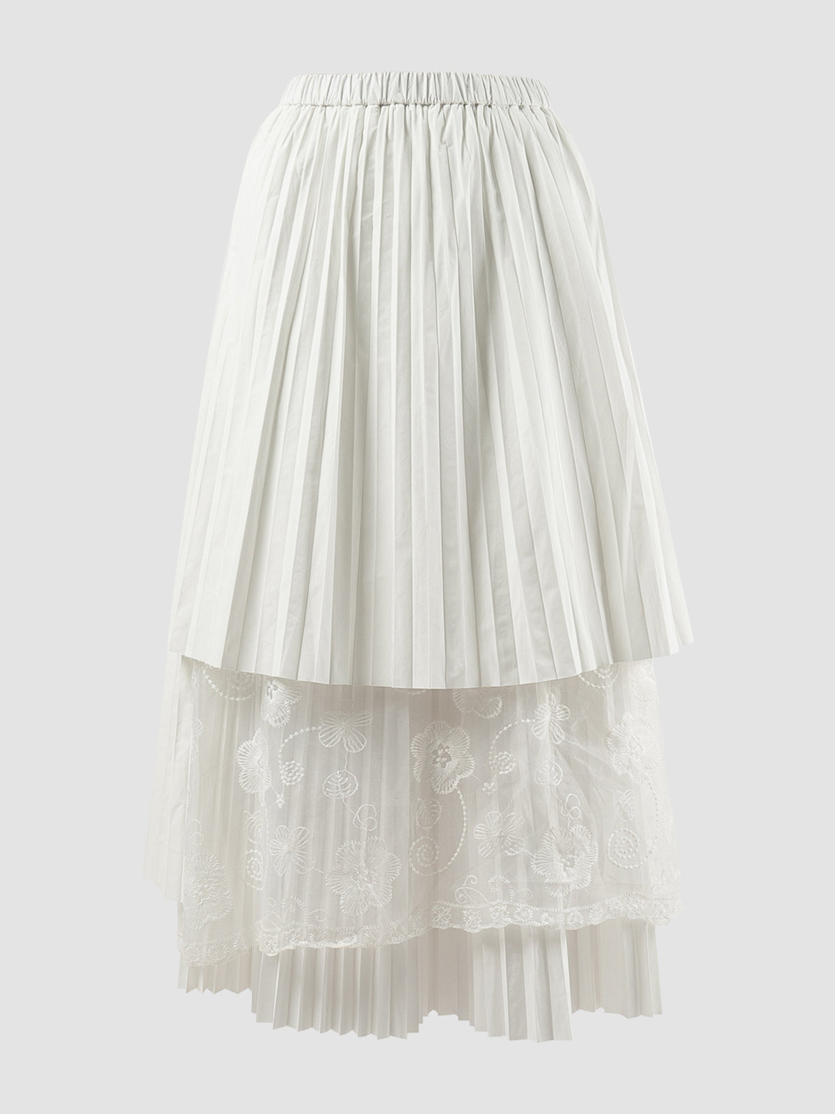 White Yuraa pleated tiered skirt