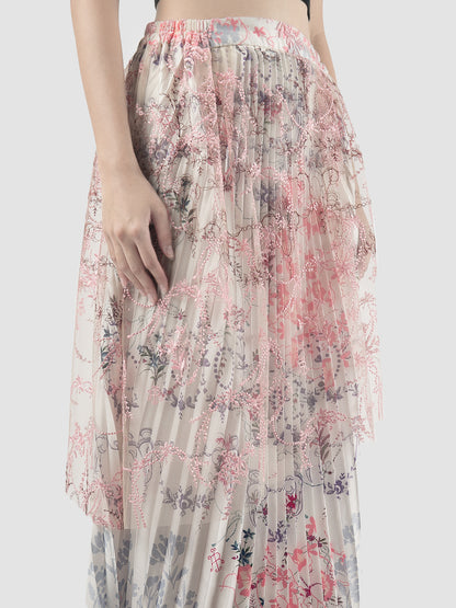 Evening Primrose maxi layered pleats skirt