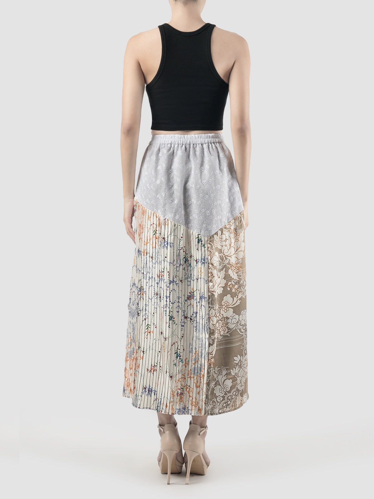 Zinnia maxi pleated patchwork skirt