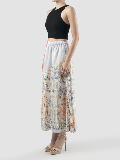 Zinnia maxi pleated patchwork skirt