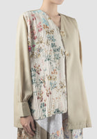 Tulipe meadow cream asymmetrical outer with multicolor prints