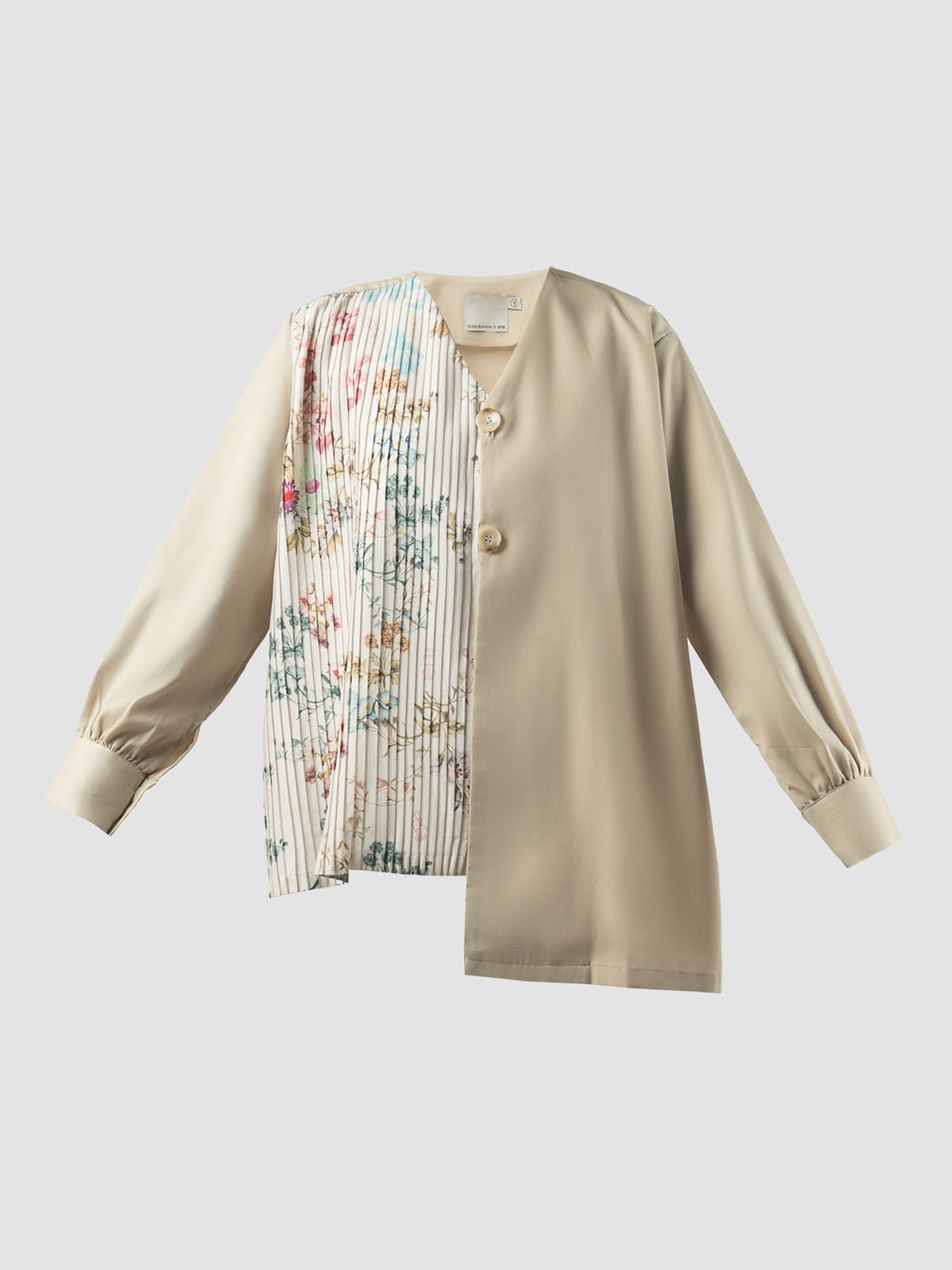 Tulipe meadow cream asymmetrical outer with multicolor prints