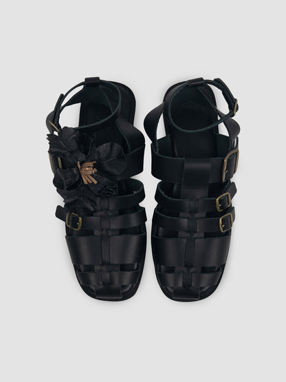 Black Petra Gladiator Sandals