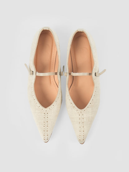 Selah Velvet Pumps in Ivory and Beige