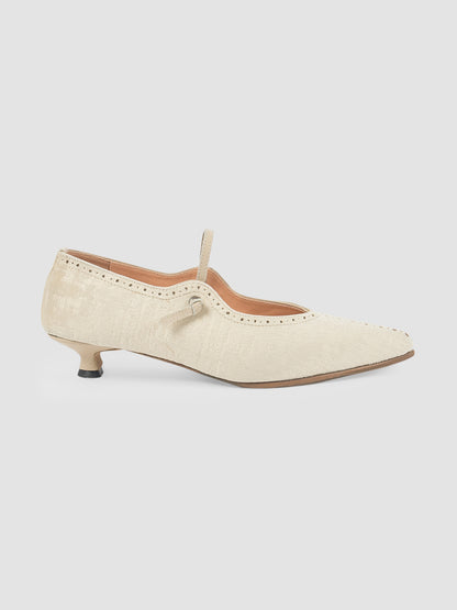 Selah Velvet Pumps in Ivory and Beige